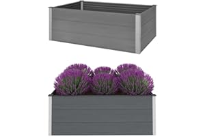 Hommdiy Garten-Hochbeet WPC Pflanzkübel Pflanzkasten Blumenkasten 150x100x54 cm Grau