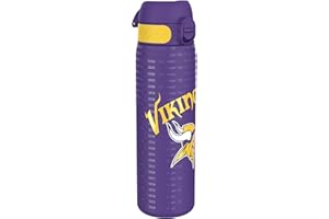Ion8 NFL Vikings Lightweight Steel Water Bottle, 600 ml/20 oz, Non-Insulated, Leak Proof, Easy to Open, Secure Lock, Dishwasher Safe, Flip Cover, Fits Cup Holders, Metal Water Bottle