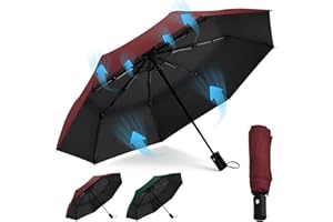 HEXSOLID 92/105 cm Parapluie Ombrelle Anti UV UPF 50+ Parapluie Resistant Vent Fort Pliant Parapluies Ouverture Automatique Fermer Umbrella Pour Hommes et Femmes