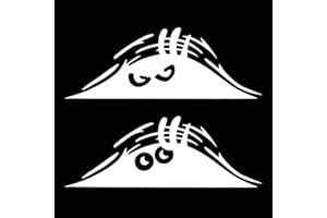 TOMALL 2 pezzi adesivi per auto con occhi spaventosi che sbirciano mostro occhi spaventosi decalcomanie auto impermeabili per sorriso e rabbia per auto paraurti computer portatili moto (bianco)