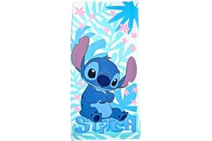 My sweety pop - Ręcznik plażowy Stitch - Ręcznik kąpielowy - Lilo i Stitch - Dzieci - 70 x 140 cm - 100% Poliester - Wakacje - Pomysł na prezent - Ścieg - Biały/Niebieski