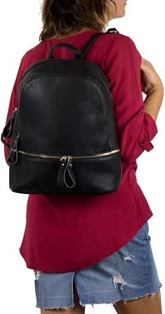 Zaino nero femminile con zip cerniera zainetto elegante vintage grande  capiente resistente da ragazza donna passeggio per lavoro ufficio scuola  viaggio università gita uscire tempo libero moda : Amazon.it: Scarpe e borse
