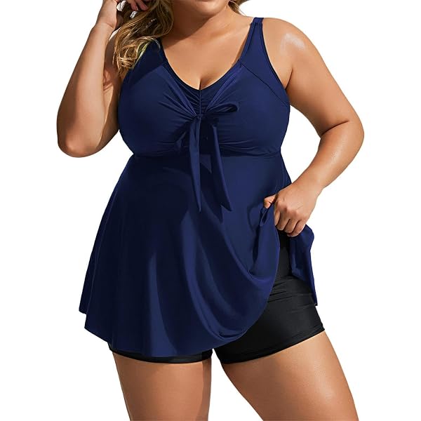 Maillot De Bain 2 Pièces Hanna Nikole - Tankini Gainant, Jupe Intégrée, Col V