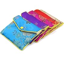 6 Pochettes à Bijoux En Brocart De Soie Avec Fermeture Éclair - Sacs Cadeaux Élégants Pour Rangement Voyage