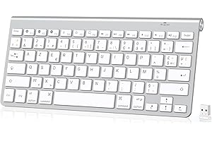 PINKCAT Clavier Ordinateur, Clavier sans Fil Bluetooth 5.1, Mini Clavier AZERTY sans Fil USB 2.4GHz Double Modes Silencieux avec Pavé Numérique, Compatible avec Windows/MacOS PC Laptop (Blanc Argenté)