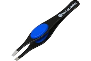 Abdul of Sialkot Tweezers for Women & Men - Precision Engineered Stainless Steel Fine & Ingrown Hair Tweezers, Non Slip, Sharp & Slanted Pack of 1 (Black)