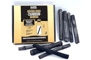 KHOOL Bamboo Bamboo Activated Carbon Sticks x 8 | 2-3 cm Diameter | Natural Water Purification & Taste Improvement | Sustainable Water Filter for Bottles & Carafes