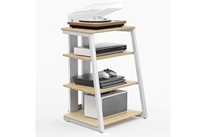 FITUEYES Design Mueble Tocadiscos de Madera y Metal Mueble HiFi para Tocadiscos Equipo HiFi Muebles HiFi con Estante Regulable Carga MAX. 50kg