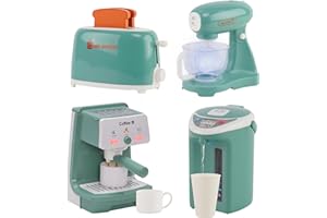 MAYCOLY Set Elettrodomestici Cucina Bambini Con Rumori Colazione Tostapane Caffettiera Giocattoli Sbattitore Educativo Caffè Espresso Mini Gioco Accessori Playtive Panettiera Gelateria Finto Cibo 3+ Anni