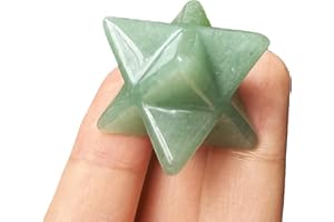 Manekieko Natürlicher Grüner Aventurin Merkaba Kristallschutz Heilige Meditationsenergie Heilendes Chakra, 1 Zoll Sechseckige Sternkristalle Und Heilstein
