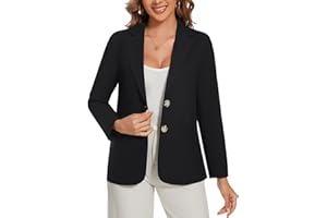 LADI TREND Elegant Cotton Linen Balzers Long Sleeve Half Lined Notch Lapel Jacket with 2 Buttons and Single Welted Pockets Womens UK Casual Business Suits & Blazers