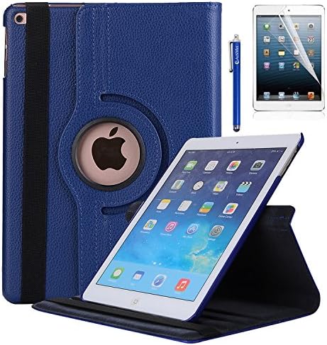 New iPad 9.7 2017 Case - AiSMei Rotating Stand Case Cover with Auto Sleep Wake for Apple 9.7 inch New iPad 2017 [A1822, A1823] , Also Fits iPad Air 2013 [A1474,A1475,A1476] - Navy Blue