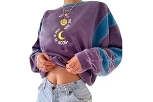 Tomwell Femme Sweatshirts Pull À Manches Longues Impression de Lettres Streetwear Capuche Col Rond Blouses Pullover surdimensionné Chaud Top Mode Casual Fille Chemisier