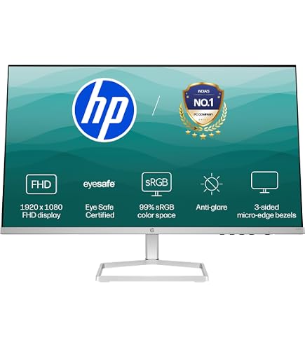 HP M27fw FHD Monitor, 27inch(68.6 cm),1920 x1080 Pixels, 3-Sided