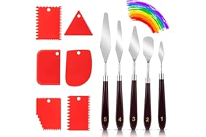 YZPKLHW 11 Spachtel Set für Strukturpaste Leinwand: 5 Spachtel für Acrylmalerei + 6 Palettenmesser Acrylmalerei Set, Malmesser Künstlerbedarf, Palette Messer Set, Zahnspachtel für Aquarell Ölgemälde Gouache