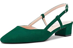 NobleOnly Mujer Chunky Ancho Bajos Gatito Heel Cuadrada Punta Sandalias Slingback Slip-on Pumps de Boda Cute Zapatos