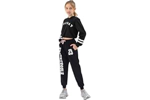 LOLANTA Completo Hip Hop Bambina, Felpa con Cappuccio e Pantaloni Jogger, Abbigliamento per Danza Moderna e Jazz