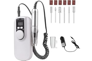 Layhou Taladro de Uñas Taladro Eléctrico de Uñas 35000 RPM Pantalla LED de Alta Soporte para Bolígrafo y Brocas para uñas