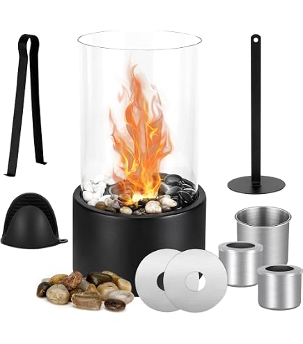 LARS360 Cheminée Table Bioéthanol - Acier Inox Et Verre Trempé Pour Intérieur/Extérieur