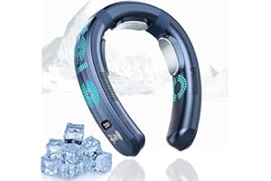 SANYI Halsventilator, Nacken-Klimaanlage, 26 Stunden, ultra-lange Lebensdauer, kühlender Halsventilator, 5 Turbo-3 Luftkühler-Platten und Heiz- und Kühleinheiten, tragbarer Hals-Ventilator, marineblau, 6000