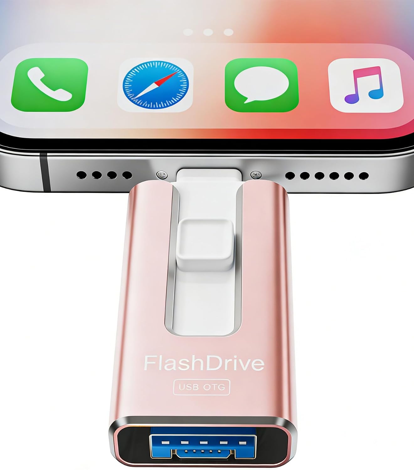 Pendrive para lPhone 32GB con Certificación MFi, Memoria USB 3.0 3 en 1,Rosa Claro