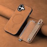 Zebana Apple iPhone 16 ile Uyumlu Kılıf Zebana 2in1 Kartlıklı Best Deri Kılıf Kahverengi