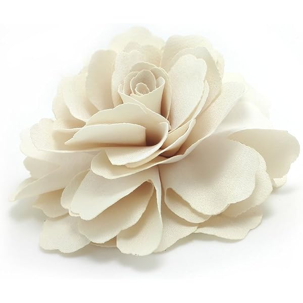 PATIKIL Clip per Capelli a Fiore, Spilla Floreale Forcina Camelia Spilla Fiore in Pelle a Mano per Camicia Elegante Donna Cappello, Beige