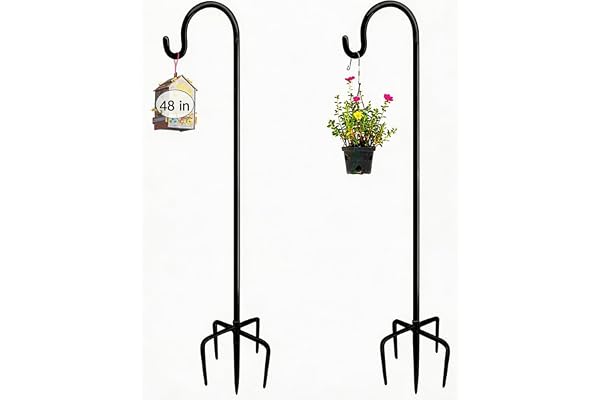 Crochets De Berger Pour Jardin 2PCS,120cm 5 Brochs,MÉTal Pour Mangeoire Oiseaux Exterieur,Berger Avec Crochets Pour Nichoirs, LumiÈRes De Noël, Boules De Fleurs, Plantes Et DÉCorations De Noël