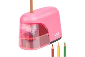 Eagle Taille-Crayon Électrique Alimenté par Batterie AA, Aiguiseur Brillant Automatique pour Crayons et de Couleur (Diamètre 6-8mm) avec Réservoir, Parfait pour la Maison/École/Bureau
