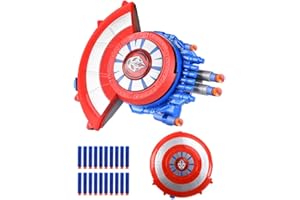 PIUMOJ Lanceur de Bouclier Captain, Bouclier Défensif and Bouclier Launcher, Launcher de Héros, Shield Souple Bullet Lanceur Jouet, Accessoire de Cosplay Cadeau pour Les Enfants