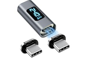 Quevati 1 Pack USB C Magnet Adapter mit 2 Tipps, 24Pin USB4 Stecker zu Buchsen Adapter 240W 48V/5A, 8k@60Hz Videoübertragung, 40 Gbps Datenübertragung, USB C Adapter