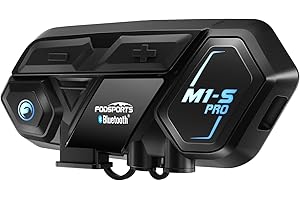 Fodsports M1S PRO Motorrad Headset mit Musikteilen, 8 Motorräder 2000m Helm Intercom, Motorradhelm Kommunikationssystem mit Triple Geräuschunterdrückung/Audio Multitasking/HD Lautsprechern, Einzelpack