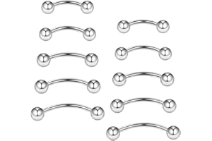 Gojewen 10pcs Curved Barbells for Eyebrow Lip Daith Rook Helix Septum Bridge Belly Bar Piercing 16G Stainless Steel 6mm 8mm 10mm