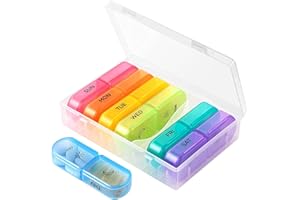 DERDOUT Extra Large Weekly Pill Organizer 2 Times a Day, 7 Day Pill Box Case AM PM Portable Travel Medicine Organizer Box Big Compartments for Pills Vitamin Fish Oil Supplements Arthritis Friendly