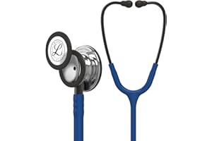 3M Littmann Stetoscopio per il monitoraggio Classic III, testina con finitura a specchio, tubo auricolare blu navy, connettore e archetto nerofumo, 69 cm, 5863