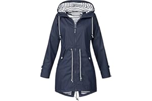 RIKAY Women Solid Rain Jacket Candy Color Outdoor Plus Size Hooded Windproof Loose Coat Water Proof Raglan Cuff Hooded Raincoat Overcoat Winter Warm Cute Jacket School Camping Hiking Outerwear