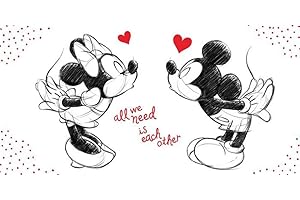 Jerry Fabrics Serviette de Plage Disney Minnie et Mickey in Love - 70 cm x 140 cm