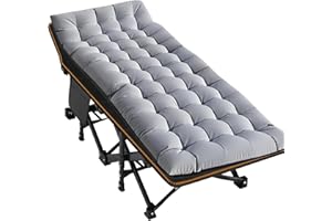 MOPHOTO Oversized Folding Camping bed With Mat for Adults, 198cmL x 81.5cmW x 46cmH Heavy Duty Outdoor Bed with Carry Bag,1200 D Layer Oxford Travel Fold up bed(Grey)