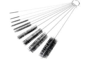 TECKEEN Cepillo de laboratorio de acero inoxidable de 10 piezas para limpiador de tuberías, tubo de ensayo, cristalería, botella, tubo fluval