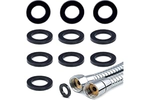 QISF Shower Hose Washers, 10 Pack Rubber Washers Seals, 1/2 Inch Hose Seal for Shower Head (Black)