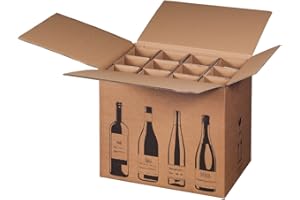 KARTON-BILLIGER Lot de 5 cartons d'expédition pour 12 bouteilles de vin (certificat PTZ - DHL/UPS)