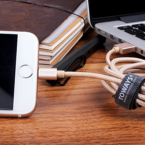 Lightning Kabel Toways iPhone Ladekabel [Apple MFi zertifiziert] Nylon USB Datenkabel für iPhone 7 / 7 Plus / 5 / iPhone 6 / iPhone SE / 6 / 6 Plus / 6s / 6s Plus / 5 / 5c / 5s, iPad Pro Air Air 2 mini2 mini3 4th Gen, iPod Nano 7th Gen, DJI Mavic Pro Drone – 2m Golden - 6