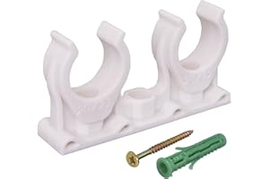 SKIR'CO (10 piezas) clips de tubo dobles, abrazaderas de plástico para tubos de 20 a 22 mm, abrazadera de tubo tipo U, clips blancos de tubo, ganchos de manguera