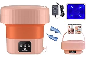 Wrneaoch 6L 12V Lavatrice Portatile Pieghevole, Mini Lavatrice Pieghevole con Sterilizzazione a Luce Blu, Mini Lavatrice Portatile con Centrifuga, Lavatrice Pieghevole, Viaggi, Dormitori