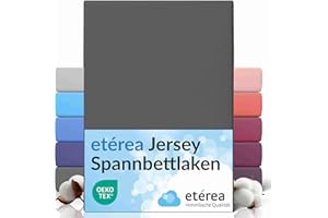 ‎ETÉREA HIMMLISCHE QUALITÄT etérea Jersey Spannbettlaken 200x220cm Anthrazit bis 25 cm Höhe - 100% Baumwolle Spannbetttuch Oekotex - Bed Sheets Leintuch Bettbezug mit Rundumgummi - Bettlaken 200x220 cm - Anthracite