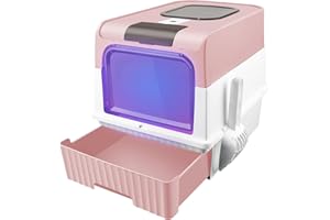 BELFOYER Bac à Litière Fermé, Couvercle Amovible, Maison de Toilette Chat Bac Litière pour Chat,Maison de Toilette, Plateau Amovible, Grande capacité,pour Chats Adultes, Chatons, Lapins(Rose, 48 * 35 * 36)