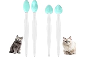 GOSKNOR 4pcs Brosses Anti-Acné pour Chat, 2 Styles Grattoir Double Face en Silicone Brosse Exfoliante Double Face Aux Graines Noires pour l'Acné du Menton des Animaux de Compagnie