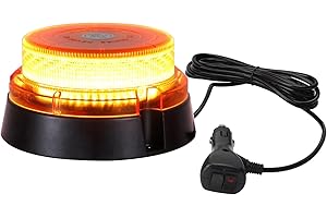 I LITTON Amber Beacon Strobe Light, 16 Modes, 48-LED Magnetic Flashing Emergency Warning Strobe Light, 12/24V Caution Light 360 Rotating Car Roof Beacon Light for Forklift Snow Plow Truck Golf Cart