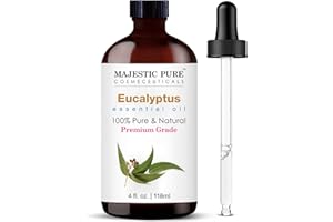 MAJESTIC PURE Eucalyptus Essential Oil | 100% reines und natürliches Eukalyptusöl | Hochwertige ätherische Öle für Haarpflege, Raumdiffusoren, Haut, Aromatherapie, Massage und Luftbefeuchter | 118 ml