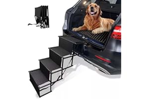 BLENDRA 4 Steps Folding Portable Dog Ramp for cars with Non-Slip & Waterproof,Steps Car Boot Access Ladder for Pet Dog Cat,Oxford Cloth
